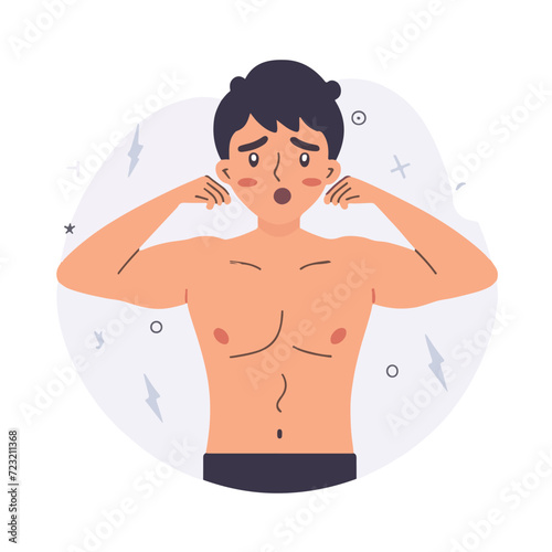 Terrible smell armpit , shirtless body concept