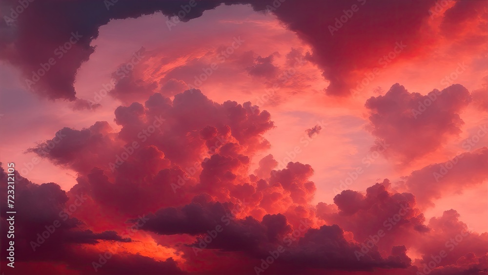 A pink and orange majestic sky filled with swirling clouds A pink and orange majestic sky filled with swirling clouds