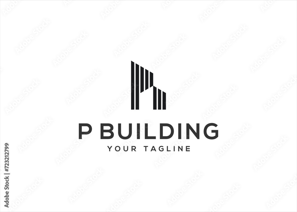 Initial Letter P Building logo design vector illustration