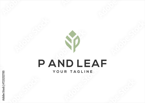 Initial Letter P Nature Green Leaf  Logo Design Vector Illustration