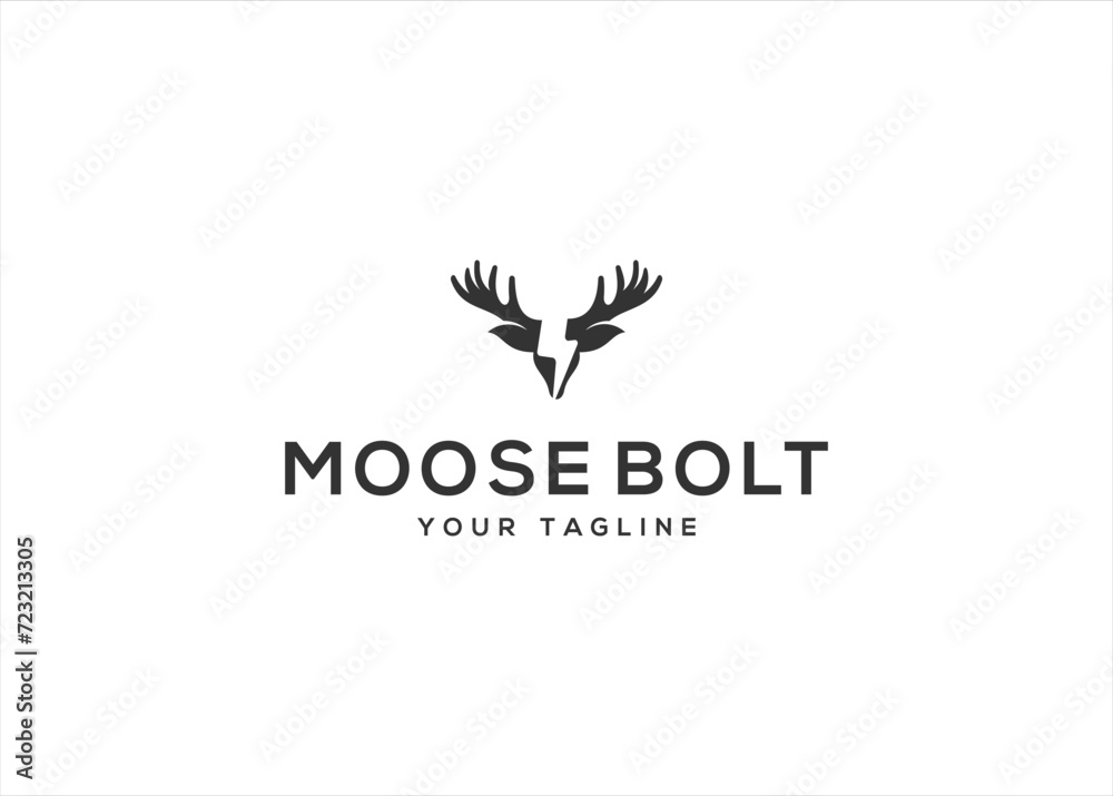 Electric Flash Horn Moose Deer  Logo design vector illustration template	
