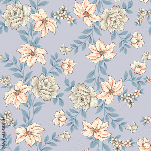 vector flower pattern on grey background