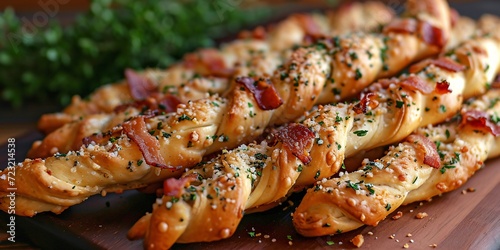 Savory bacon-wrapped Italian breadsticks.
