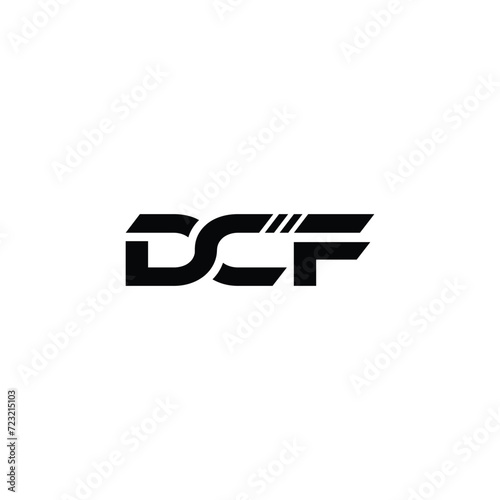 DCF letter logo design with black color in illustrator, vector logo modern alphabet font