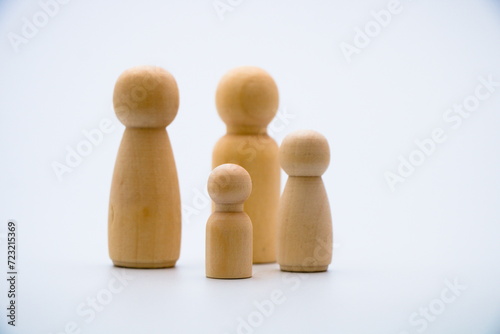 Group of wooden figures, family