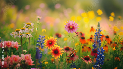 Colorful wild flowers on meadow in green summer garden © Robert Kneschke