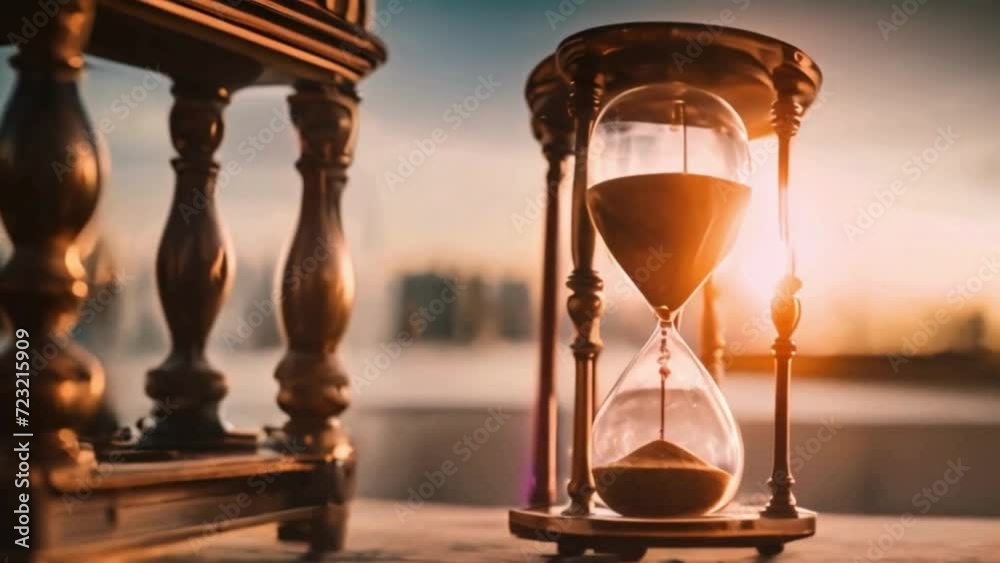 sand in hourglass, background for limited time concept,