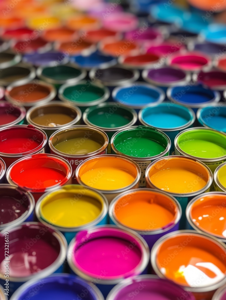 Fototapeta premium Many Cans of Vibrant Paints
