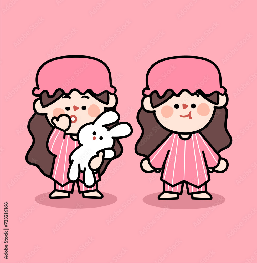 adorable sleepy little girl in pajama doodle digital asset adorable sleepy little girl in pajama doodle digital asset