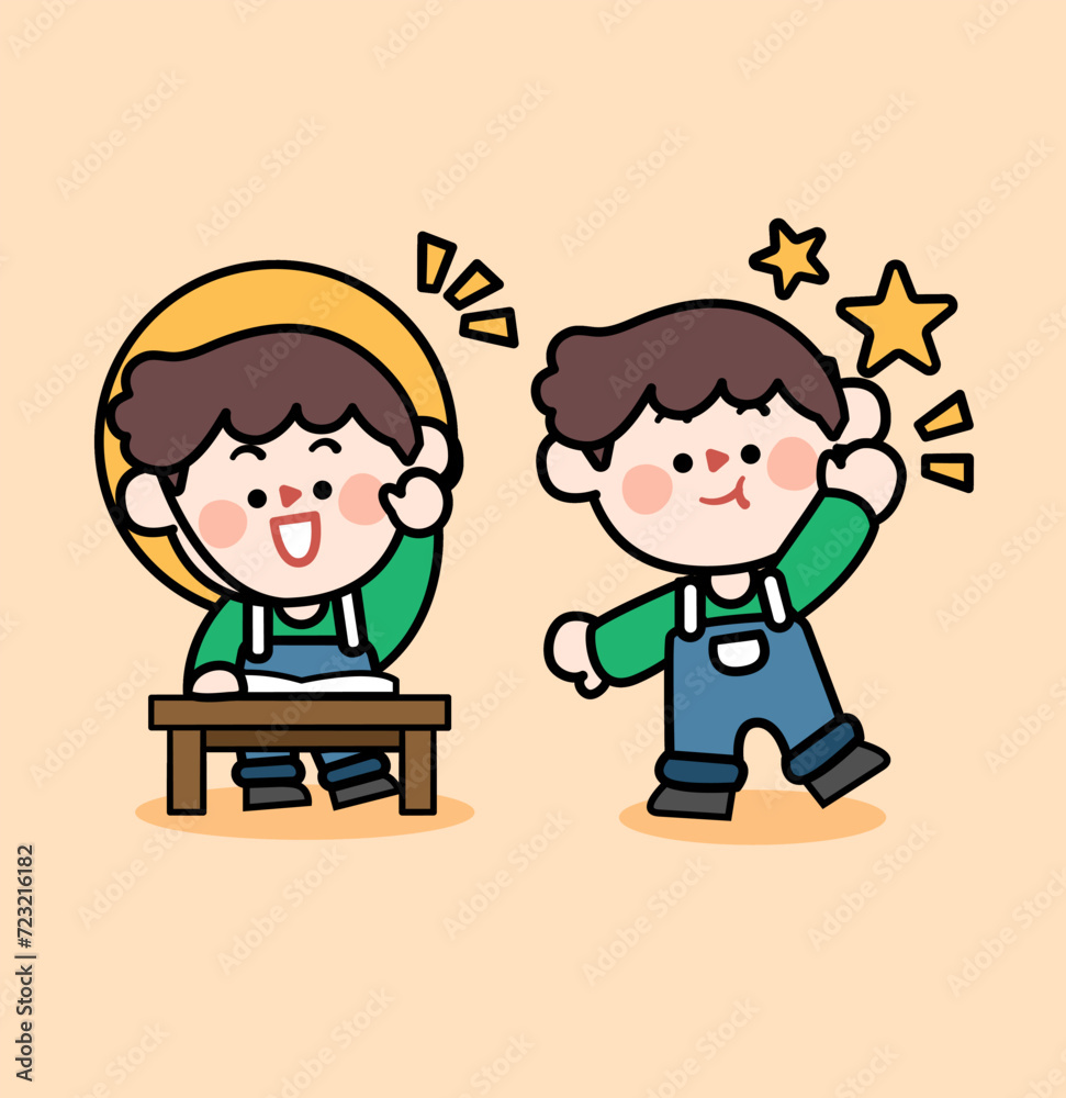 cute smart young boy studying in classroom doodle digital asset cute smart young boy studying in classroom doodle digital asset