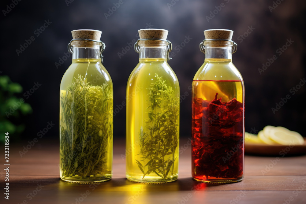 Glass bottles of potion and tincture, herbal medicine. Glass bottles of potion and tincture, herbal medicine.