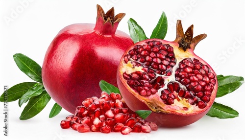pomegranate fruits creative layout isolated on white background