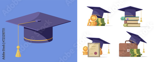 Education grant. Education, school and money,, graduation college loan payment icon