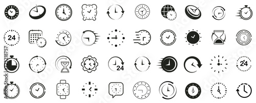 Time, date, and location icons in different shapes