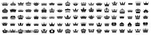 Quolity crowns. Crown icon set. Collection of crown silhouette. photo