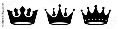Quolity crowns. Crown icon set. Collection of crown silhouette.