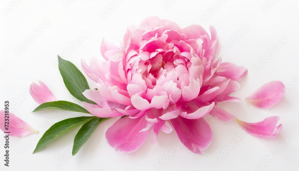 pink peony petals isolated on white