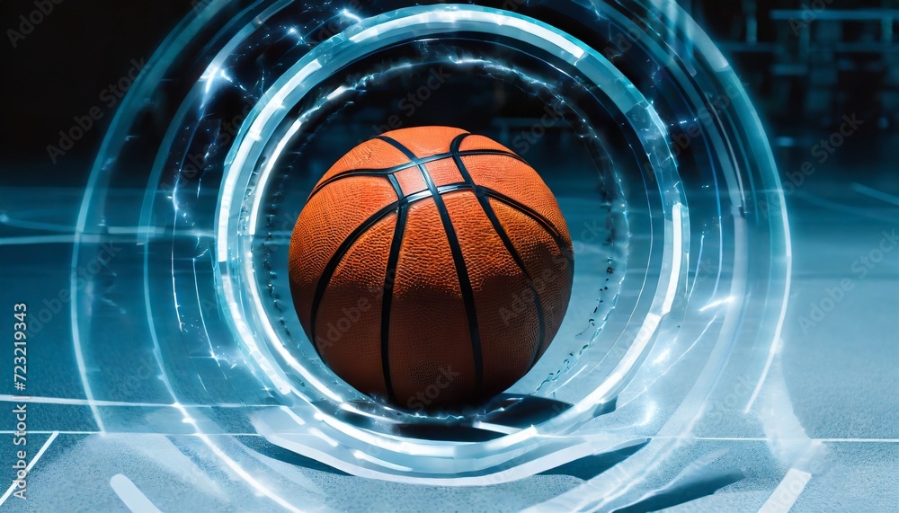 illustration of a basketball in 3d style futuristic sports concept generation