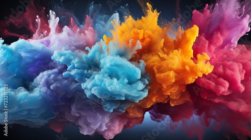 Abstract colorful smoke ink splatter background or Colorful watercolor powder explosion paint splashing texture