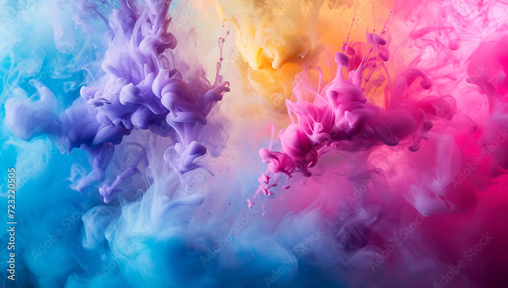 colorful ink is splashed in