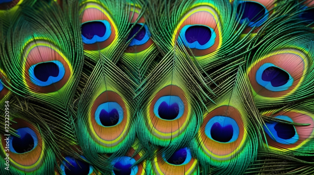 Obraz premium Details of a peacock's colorful feathers.