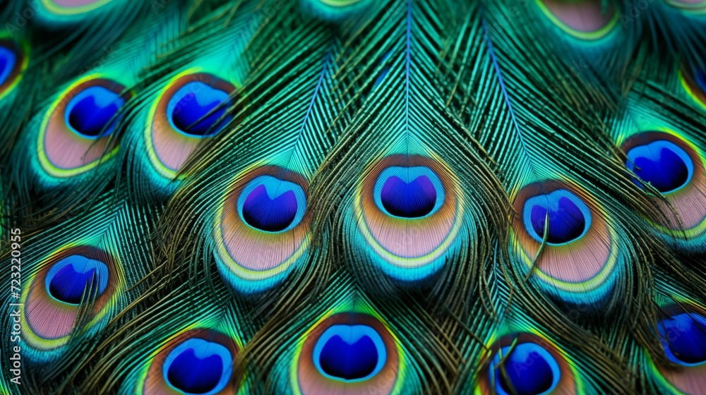 Obraz premium Details of a peacock's colorful feathers.