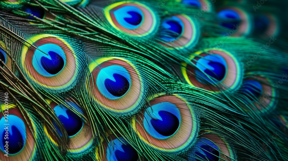 Obraz premium Details of a peacock's colorful feathers.