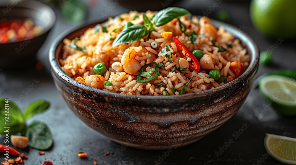 Authentic Thai spiced rice from the south, captured in a top-notch image. Authentic Thai spiced rice from the south, captured in a top-notch image.