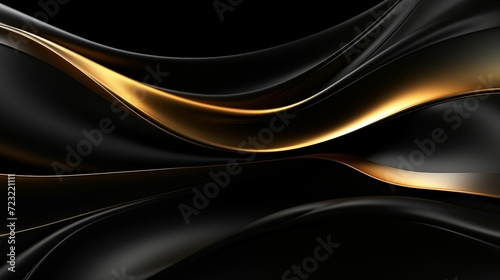 Wallpaper Mural Futuristic abstract black and gold background featuring a sleek waved design. Torontodigital.ca