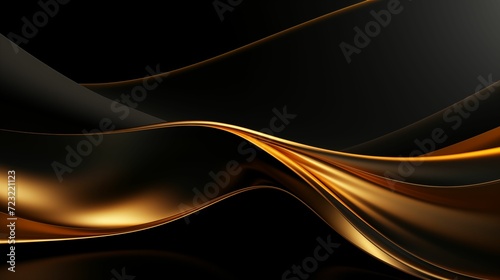 Futuristic abstract black and gold background featuring a sleek waved design.