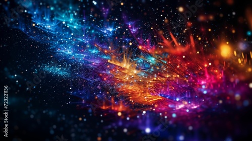 Futuristic abstract colorful particles background.