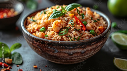 Authentic Thai spiced rice from the south, captured in a top-notch image.