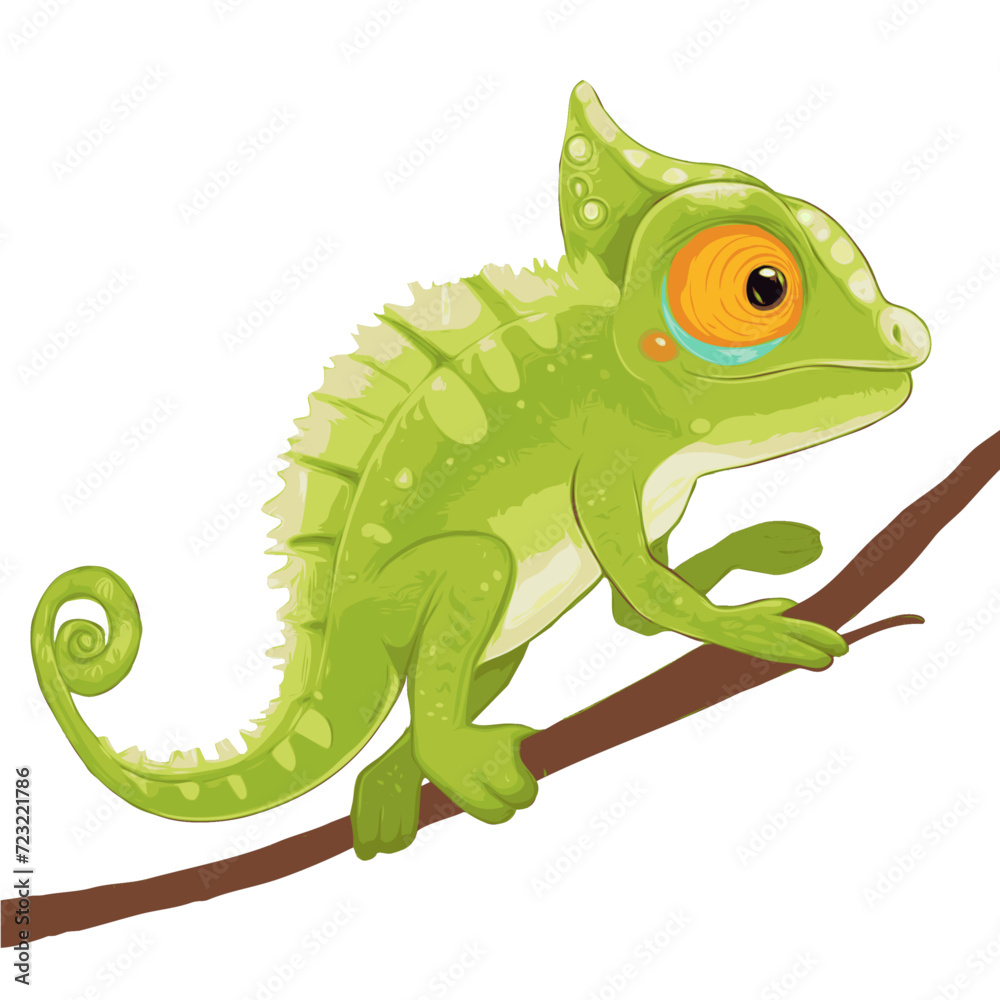 Obraz premium Cute Chameleon Vector Illustration