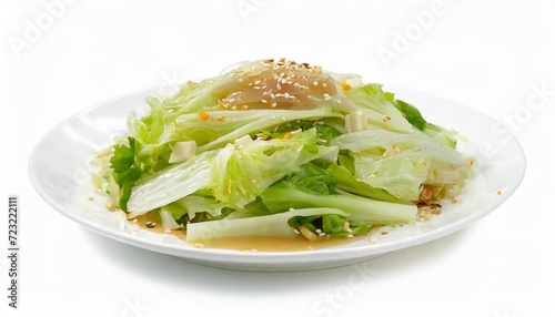 chinese cabbage salad with sesame dressing qian long bai cai beijing food isolated on a white background