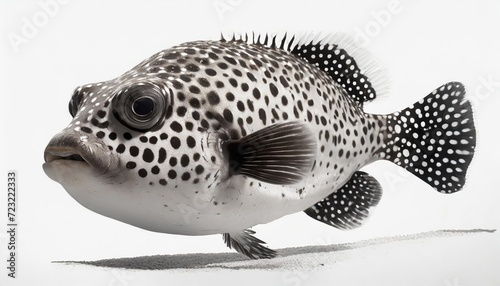 isolated a map puffer fish with black and white pattern transparent background arothron mappa cutout element photo