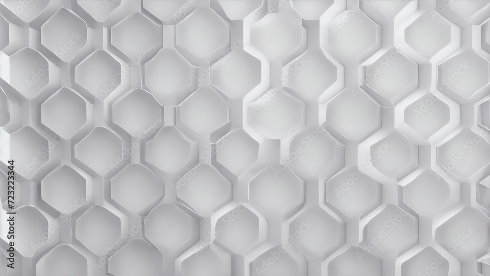 Naklejka premium 3D Futuristic honeycomb mosaic white background. Abstract white vector wallpaper with hexagon grid