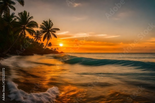 sunset on the beach © Aqsa
