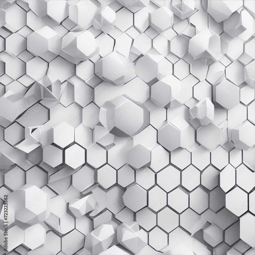 3D Futuristic honeycomb mosaic white background. Abstract white vector wallpaper with hexagon grid 3D Futuristic honeycomb mosaic white background. Abstract white vector wallpaper with hexagon grid