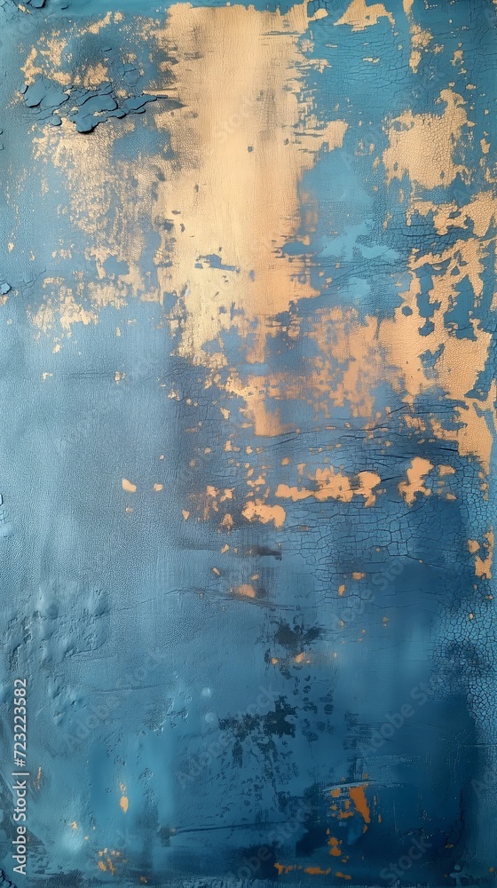 Blue and bronze grunge background, wallpaper.