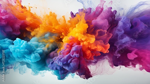 Abstract colorful smoke ink splatter background or Colorful watercolor powder explosion paint splashing texture photo
