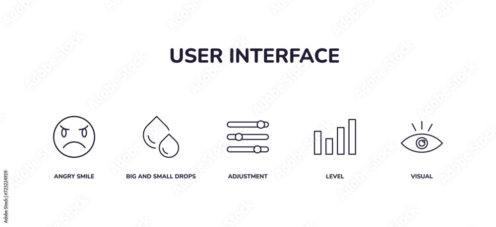 editable outline icons set. thin line icons from user interface ...