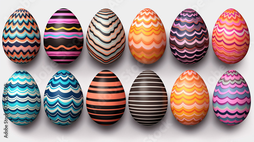 Twelve decorated Easter eggs