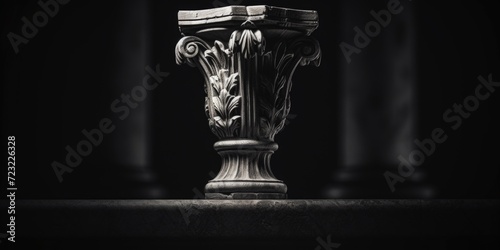 A black and white photo of a column. Suitable for architectural and interior design projects