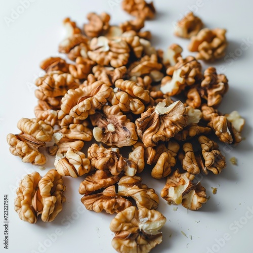 walnut on a white background, walnut halves,