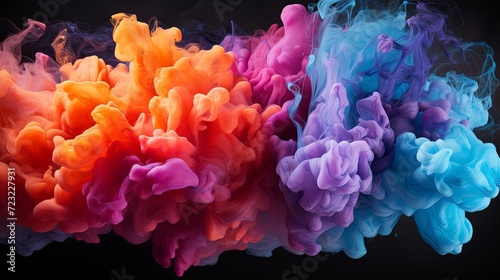 Abstract colorful smoke ink splatter background or Colorful watercolor powder explosion paint splashing texture © pixeness