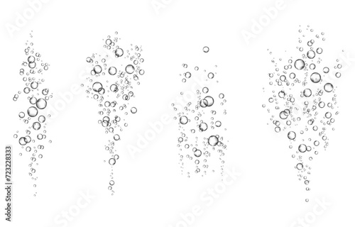 Oxygen air bubbles  flow  in water on white  background.