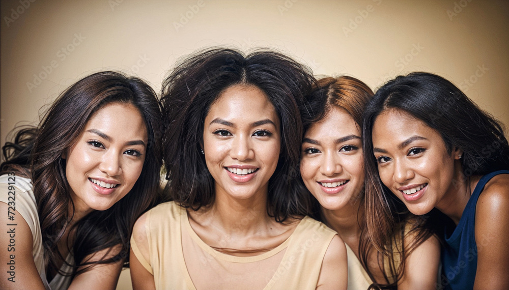 A diverse group of women are smiling at the camera. A diverse group of women are smiling at the camera.