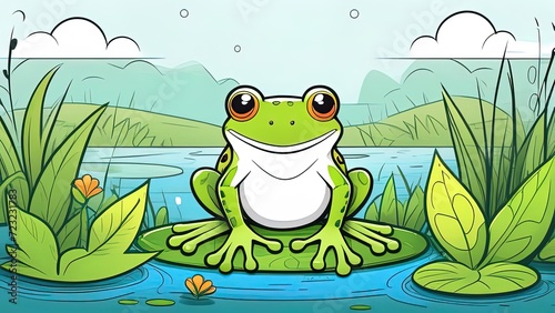 Frog.Coloring book antistress for children and adults. Illustration isolated on white background.Zen-tangle style. Hand draw