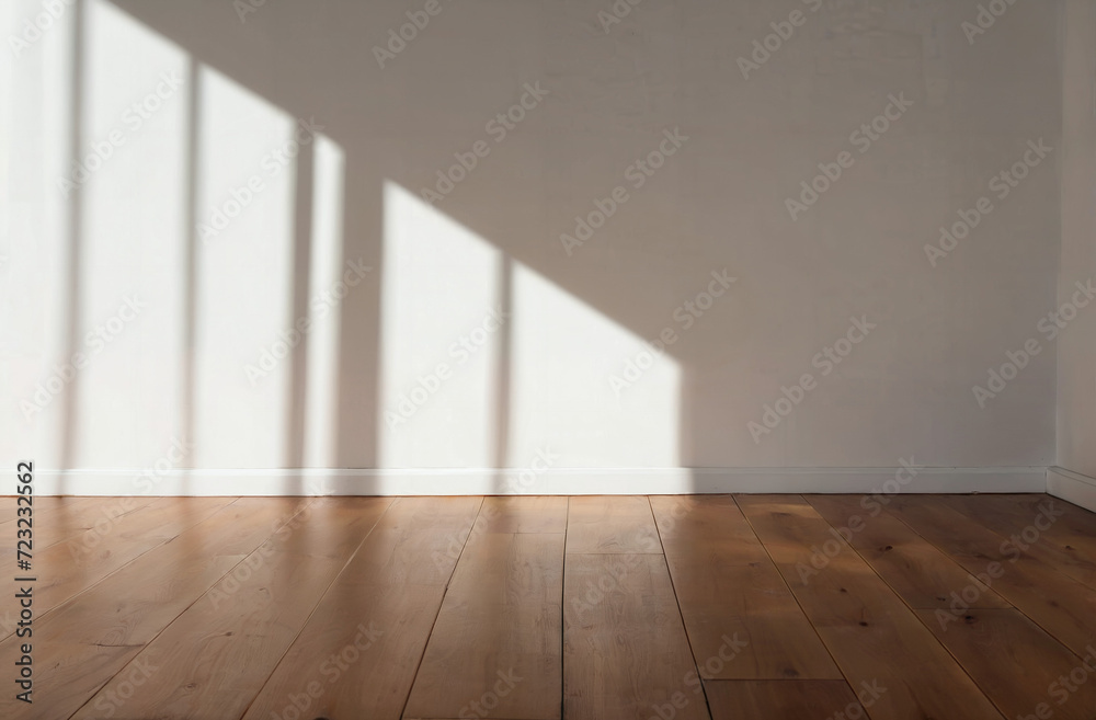 white wall with wooden floor, light and shadow white wall with wooden floor, light and shadow