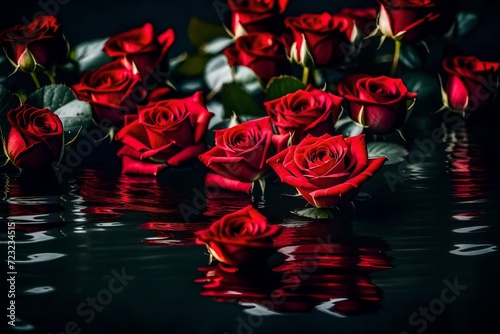 red rose in water